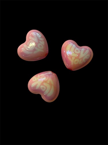 I love you, 20mm, rosa med vit text