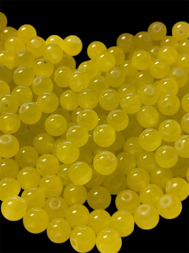Glas, agatpärla, 8mm, gul - 50st