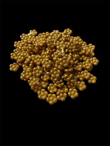 Blomformade vaxpärlor, guld - 50st
