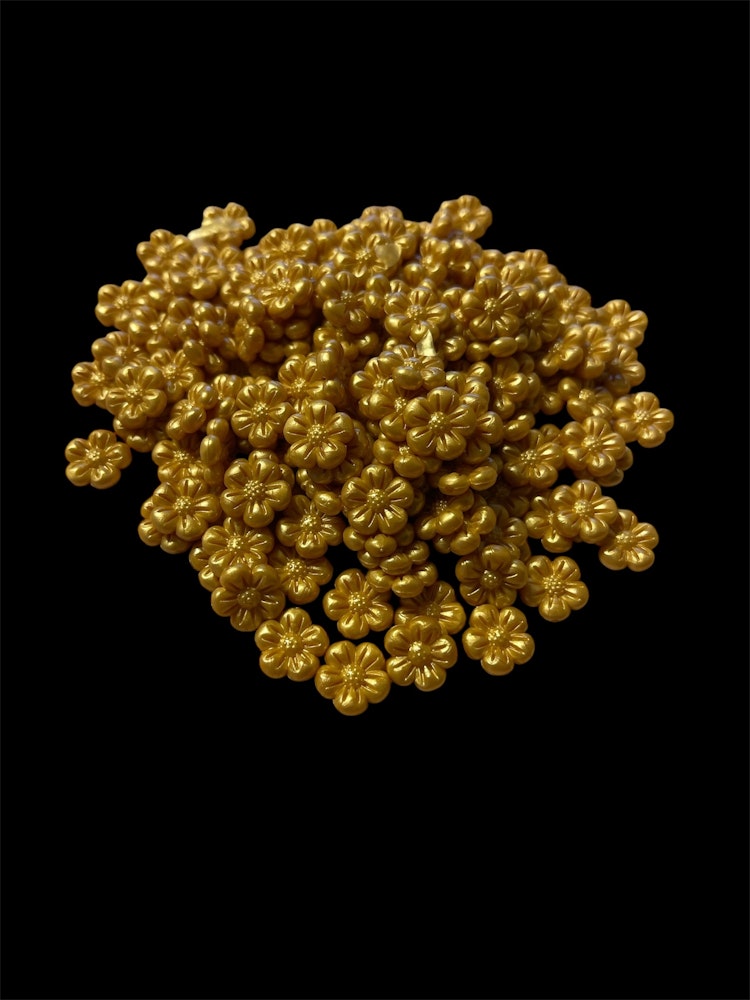 Blomformade vaxpärlor, guld - 50st
