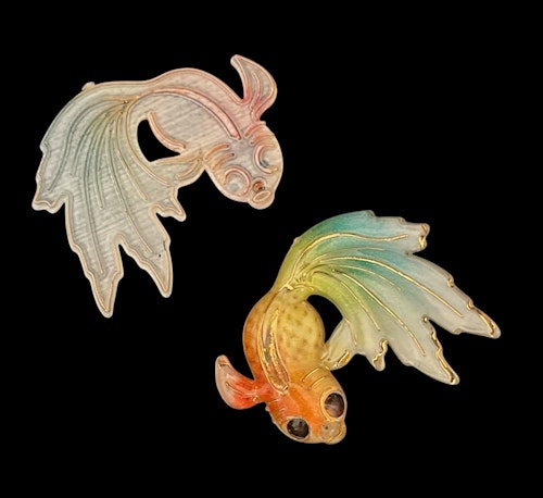 Koi-fisk, orange-gul-grön