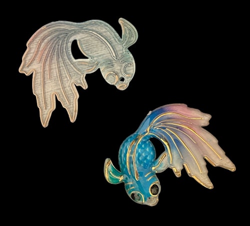 Koi-fisk, blå-grön-lila-rosa