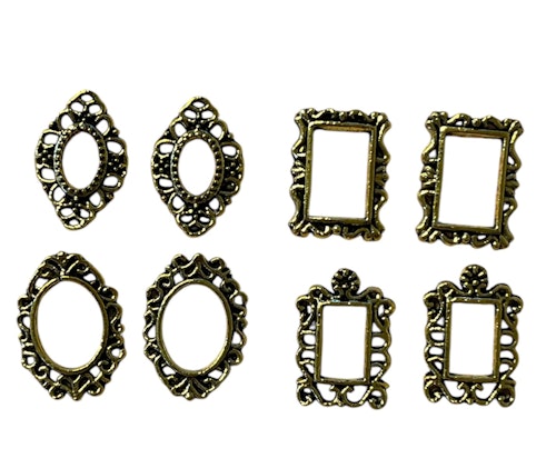 Nailart, ram i metall, guld - 8 st