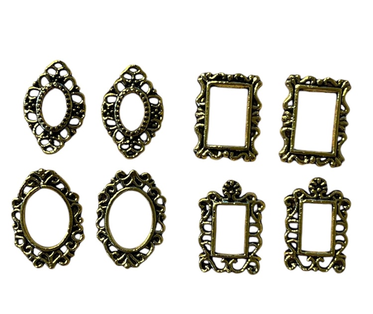 Nailart, ram i metall, guld - 8 st