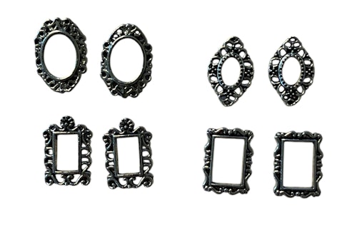 Nailart, ram i metall, silver - 8 st