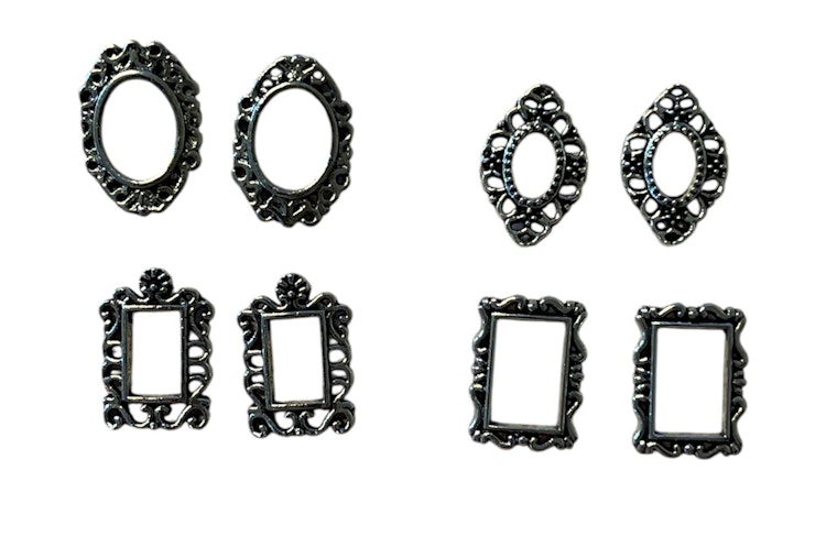 Nailart, ram i metall, silver - 8 st