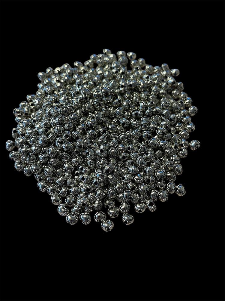 Mellandelspärla, hjärta, silver, 2,5mm - 50st