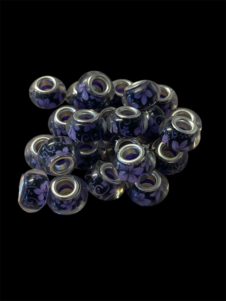 Akrylpärla med stort hål, mix, 9x14mm - 20st