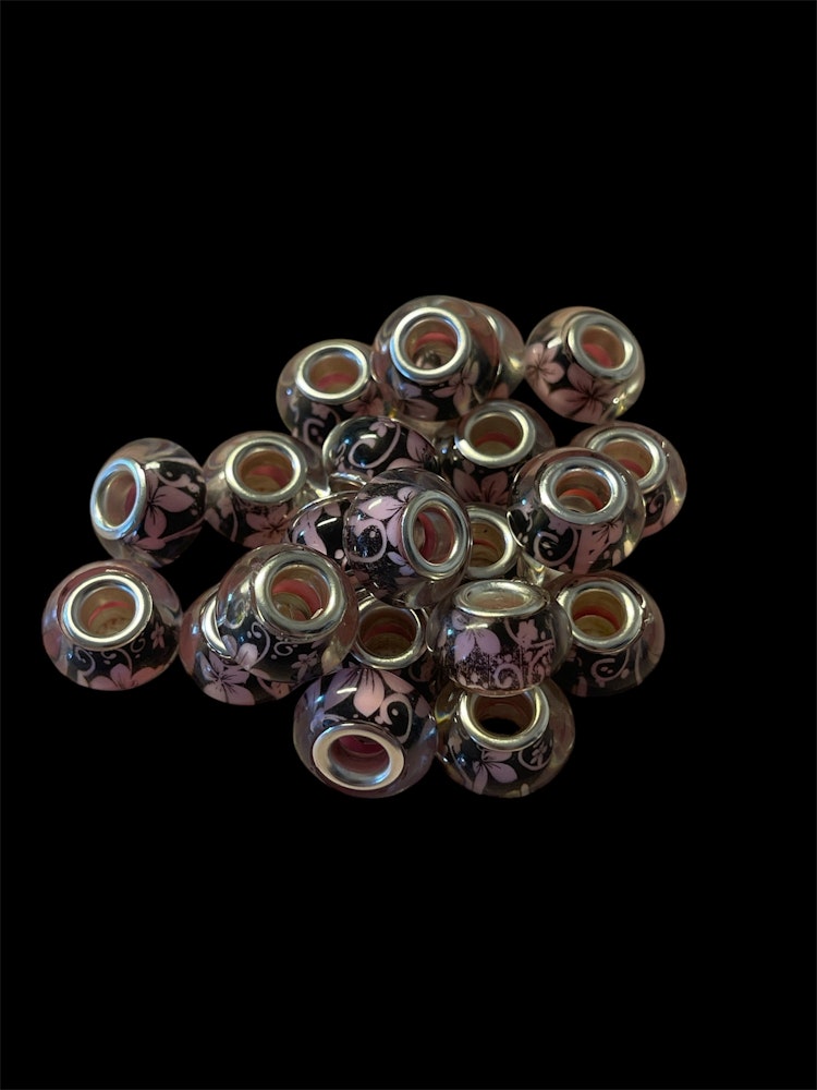 Akrylpärla med stort hål, mix, 9x14mm - 20st