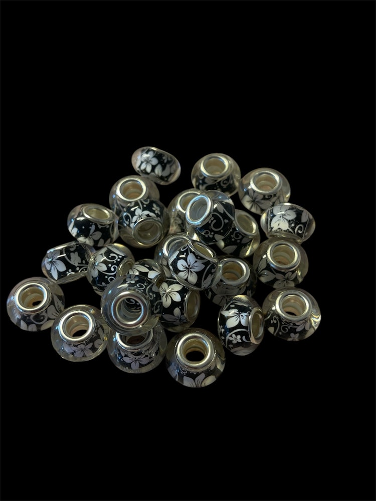 Akrylpärla med stort hål, mix, 9x14mm - 20st