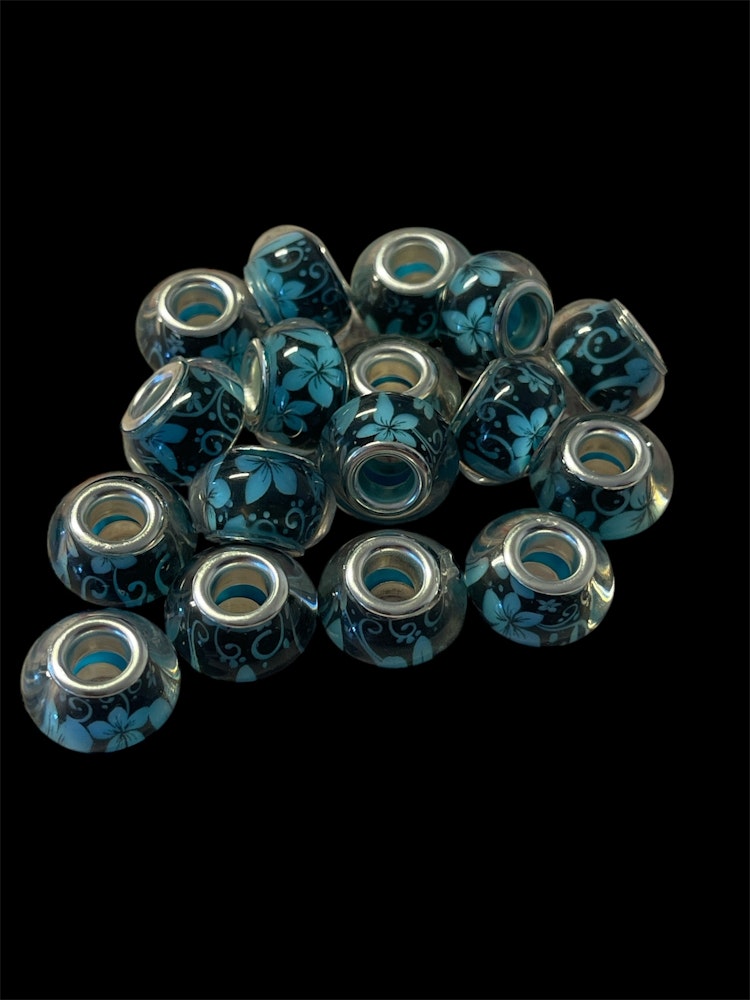 Akrylpärla med stort hål, mix, 9x14mm - 20st