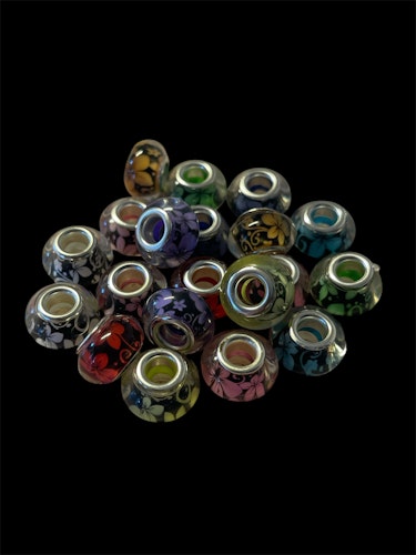 Akrylpärla med stort hål, mix, 9x14mm - 20st