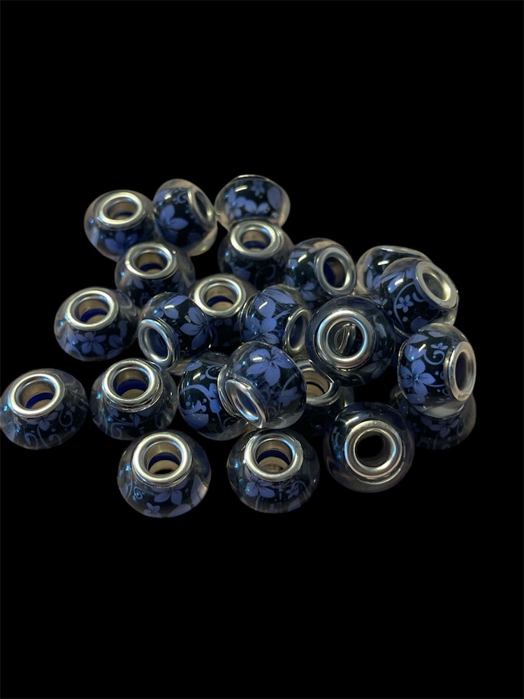 Akrylpärla med stort hål, mix, 9x14mm - 20st