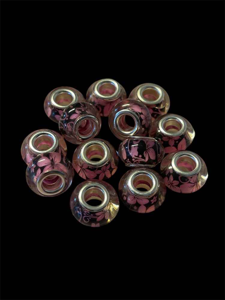 Akrylpärla med stort hål, mix, 9x14mm - 20st