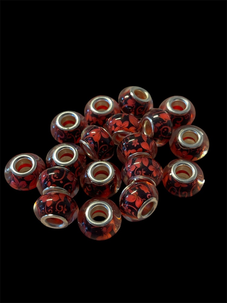 Akrylpärla med stort hål, mix, 9x14mm - 20st