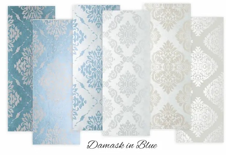 Decorer - Damask in blue (7x20cm)