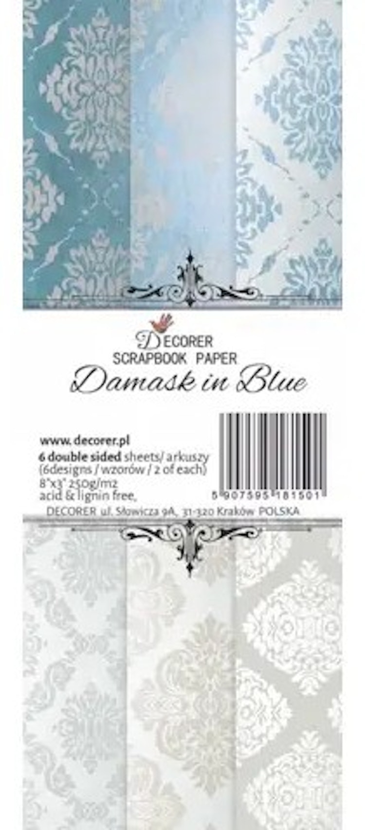Decorer - Damask in blue (7x20cm)