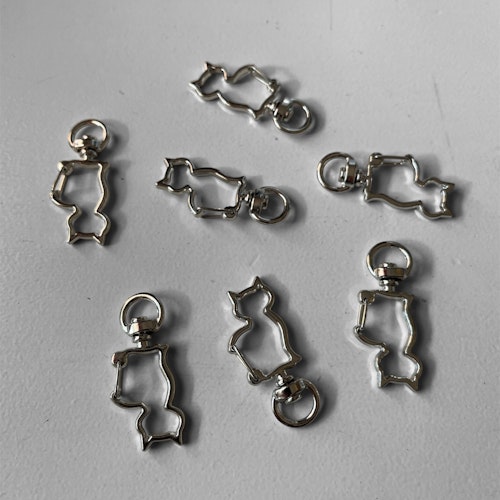 Nyckelring, katt - silver