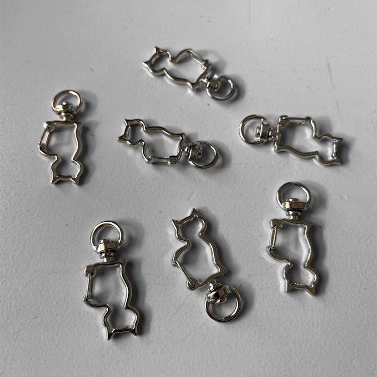 Nyckelring, katt - silver