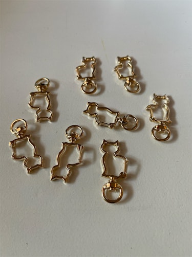 Nyckelring, katt - guld