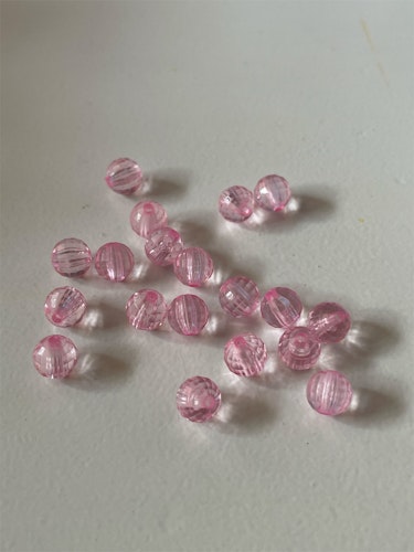 Transparent multi-facetterad, rosa, 8mm - 50 st
