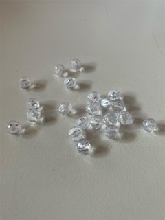 Transparent multi-facetterad, vit, 8mm - 50 st