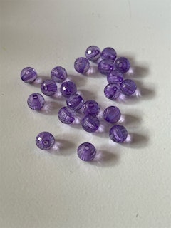 Transparent multi-facetterad, lila, 8mm - 50 st
