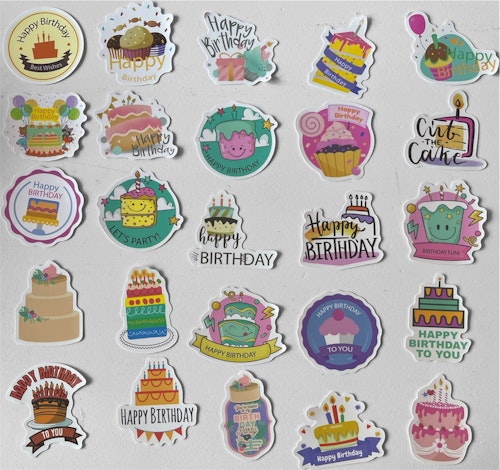 Klistermärken - Happy birthday - 25st