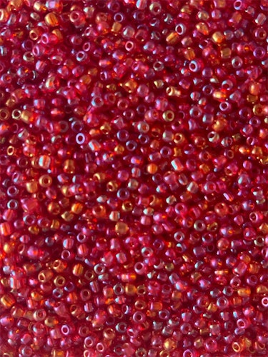 Glaspärla, röd, 2mm - 20g - Ca 1700st
