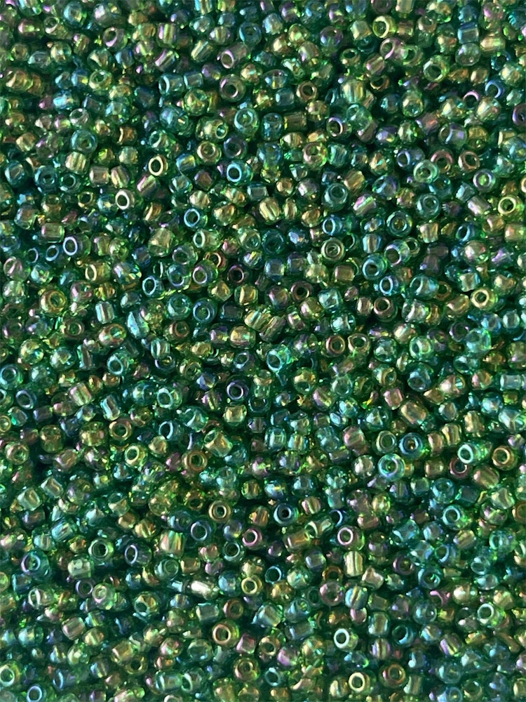 Glaspärla, mörkgrön, 2mm - 20g - Ca 1700st