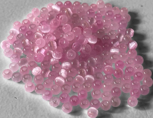 Glaspärla, cat-eye, rosa, 4mm - 100st