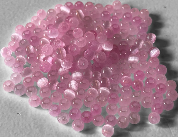 Glaspärla, cat-eye, rosa, 4mm - 100st