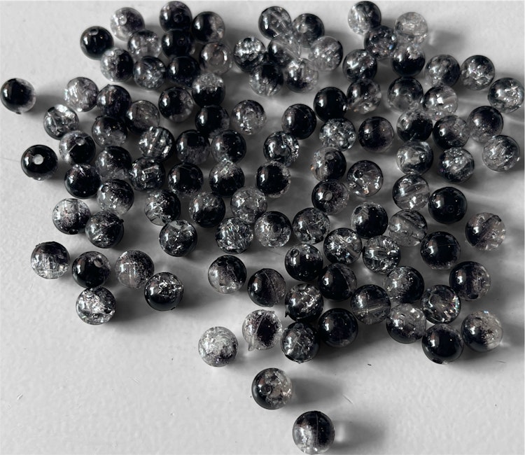Krackelerad, svart/vit, 8mm - 50st