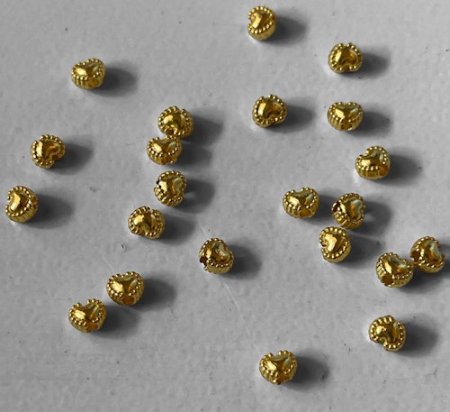 Mellandelspärla, hjärta, guld, 2,5mm - 50st