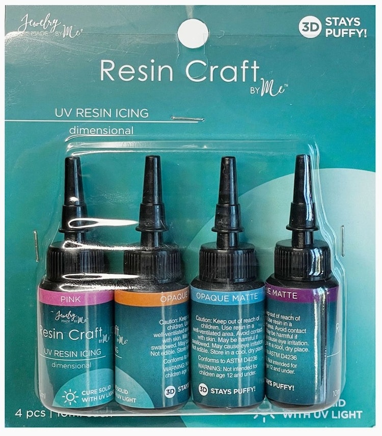 UV-resin, icing, 4pack - turkos, rosa, orange, lila - 10ml