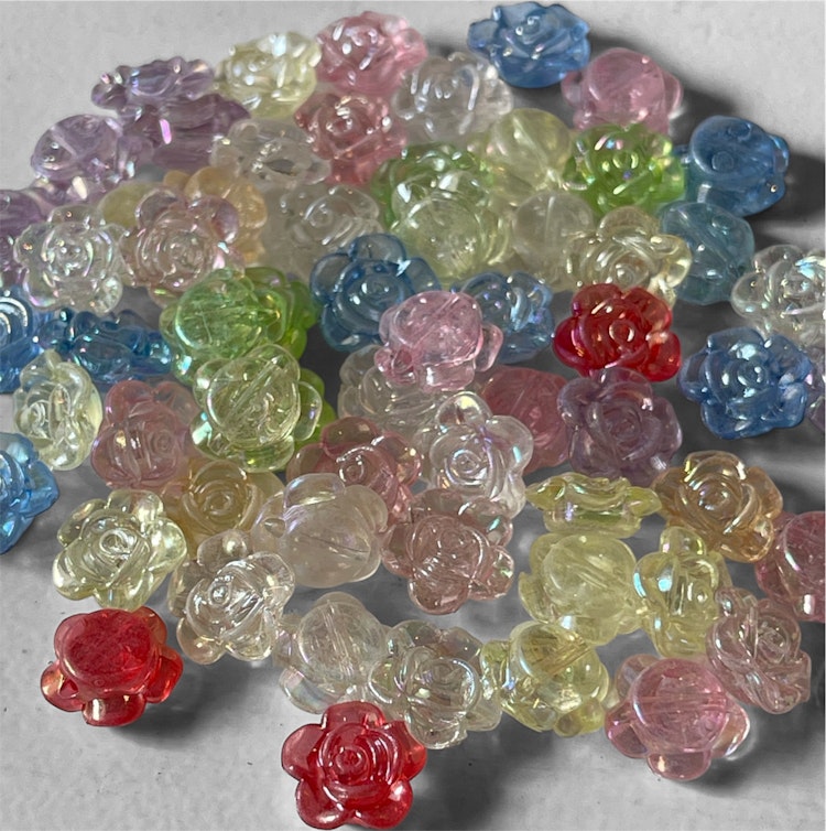 Iridescenta ros-pärlor, 12mm, mix - 50st