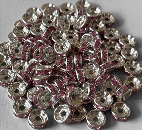 Strassrondell, rosa, 8mm - 50st