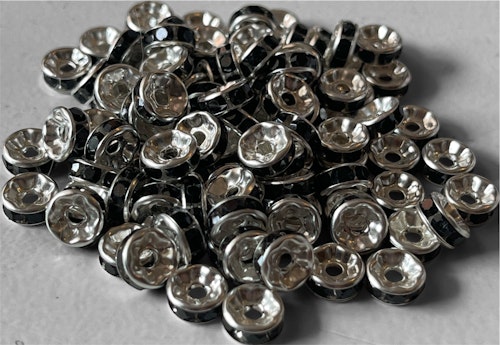 Strassrondell, svart, 8mm - 50st