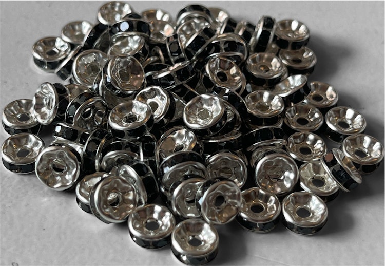 Strassrondell, svart, 8mm - 50st