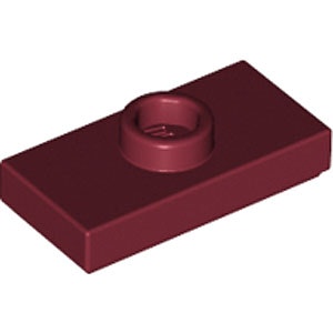 Plate 1 x 2 with 1 Knob (Dark Red)