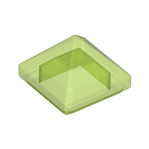 Pyramid Ridged Slope 1 x 1 x 2/3 (Transparent Bright Green)