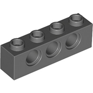 Technic Brick 1 x 4 Ø4,9 (Dark Stone Gray)