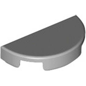 Tile 1 x 2 with 1/2 Circle (Medium Stone Gray)