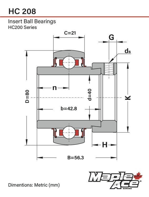 HC208 G 40mm Insatslager med excentrisk låsning och smörjöppning