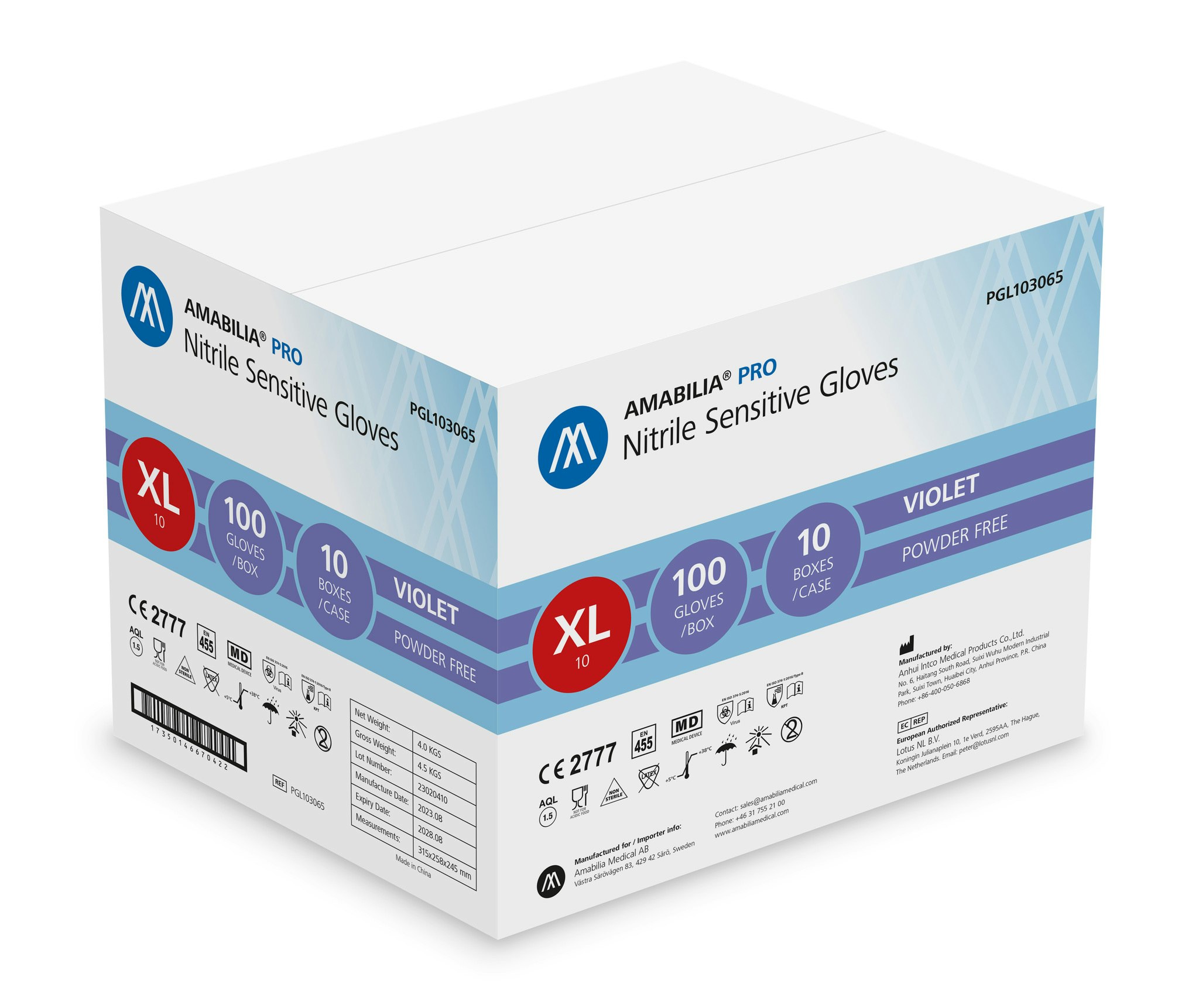 Nitrilhandskar Lila Sensitive XL 100st Amabilia Pro