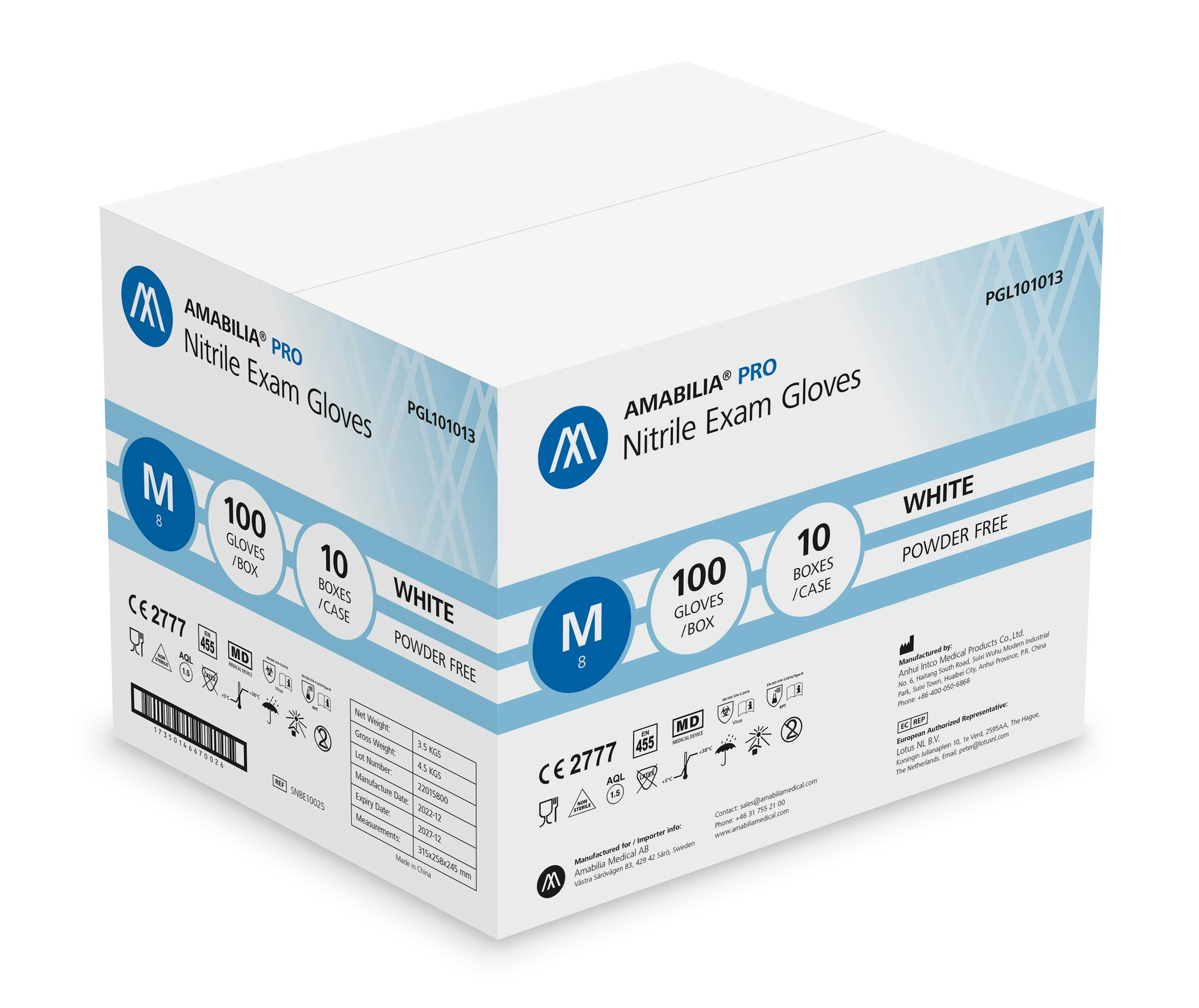 Nitrilhandskar Vit M 100st Amabilia Pro