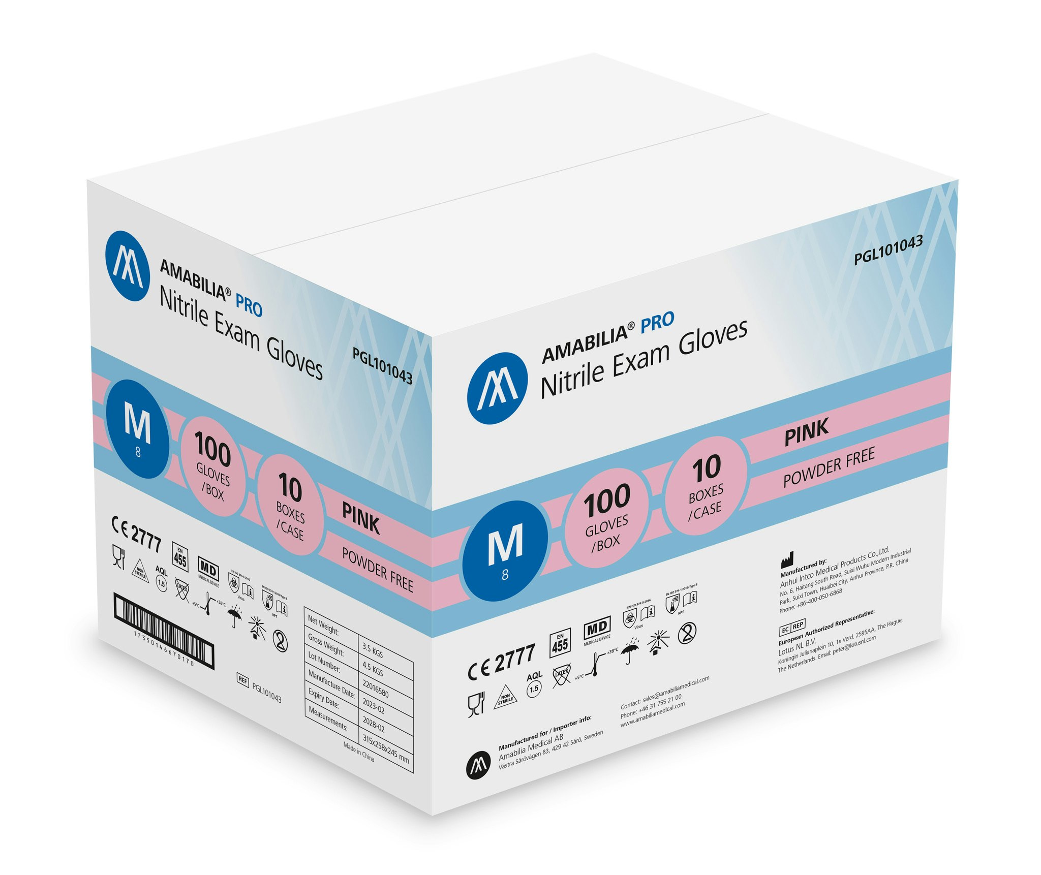 Nitrilhandskar Rosa M 100st Amabilia Pro