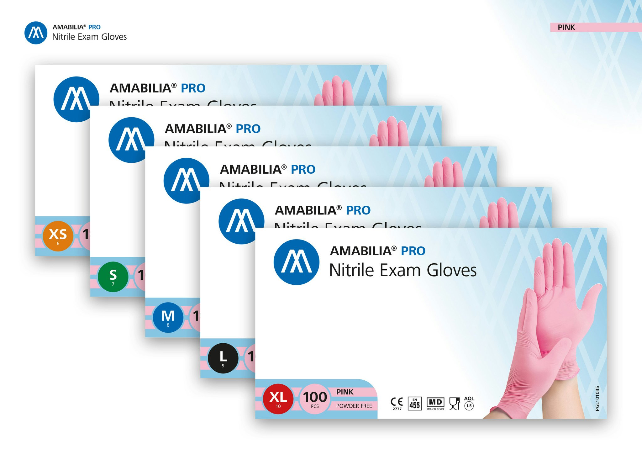 Nitrilhandskar Rosa XS 100st Amabilia Pro