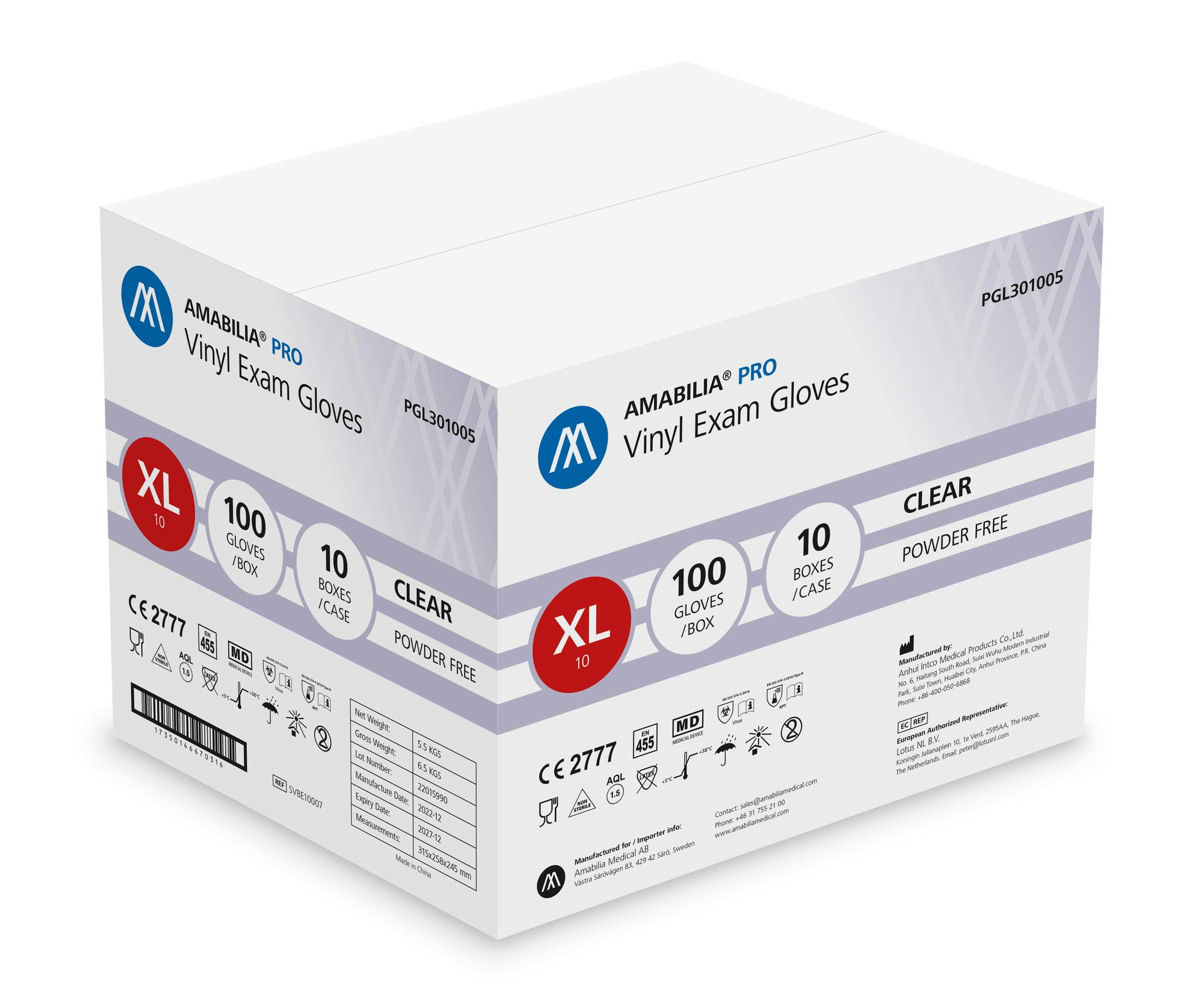 Vinylhandskar Transparent XL 100st Amabilia Pro