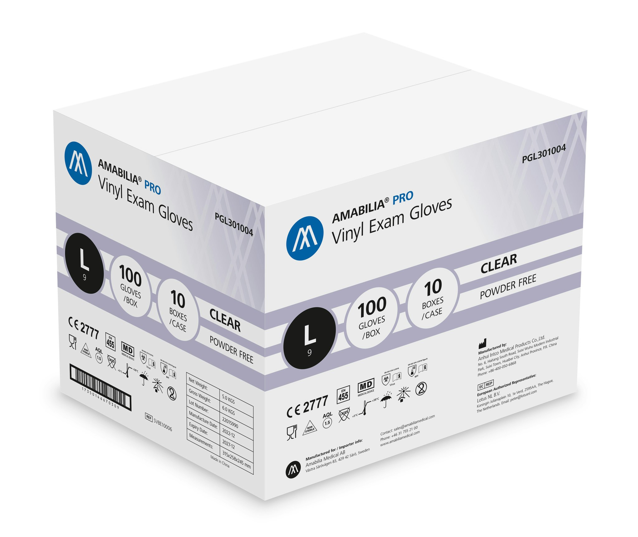 Vinylhandskar Transparent L 100st Amabilia Pro